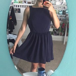 Blue satin swing dress